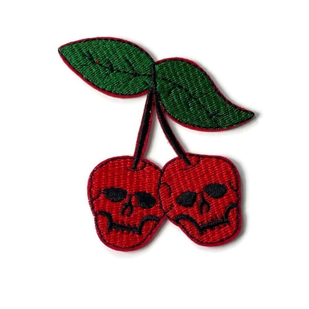 Skull Cherries Embroidered Patcg